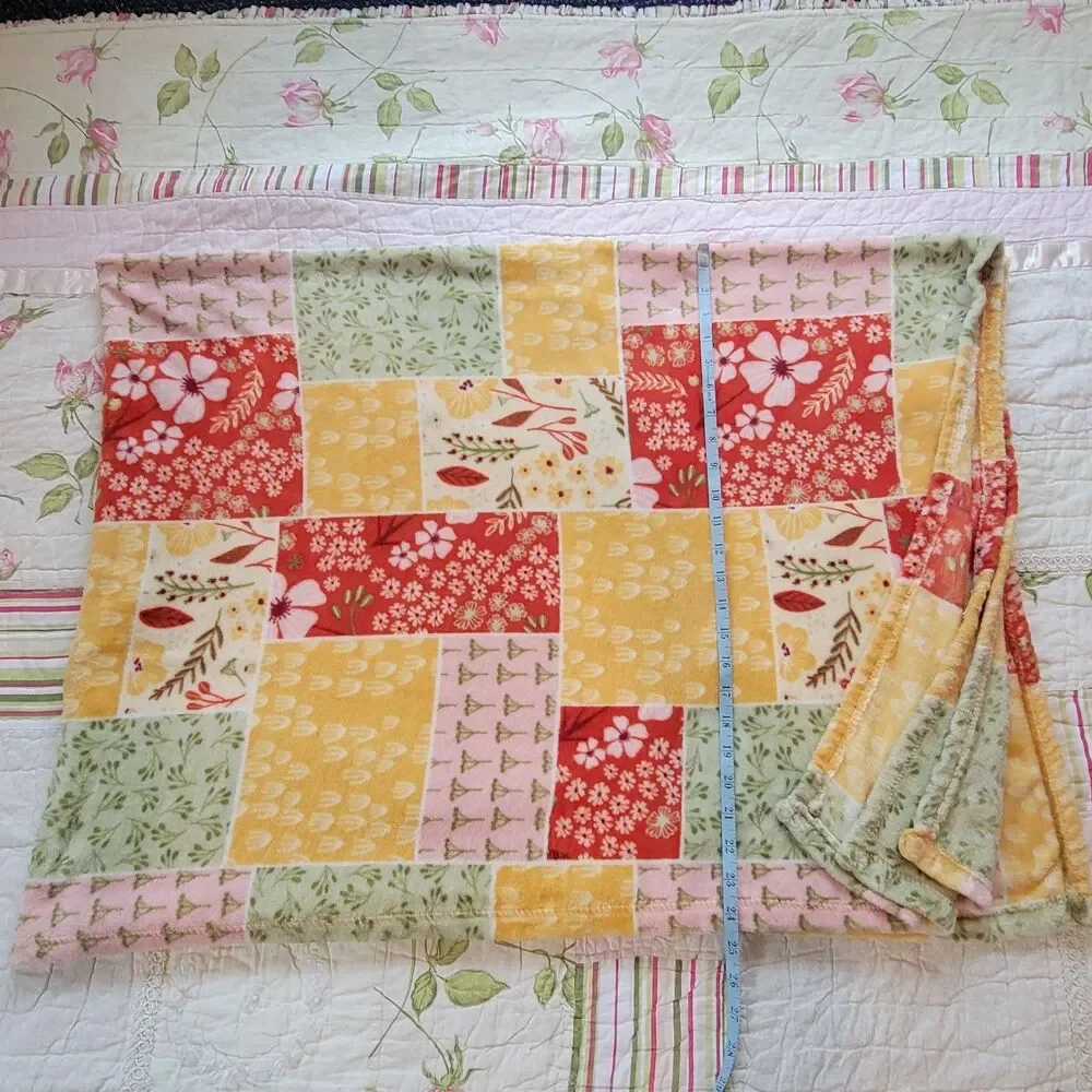 Berkshire Blanket & Home Throw Mia Charro Artist Series Floral Patchwork 48 x 66